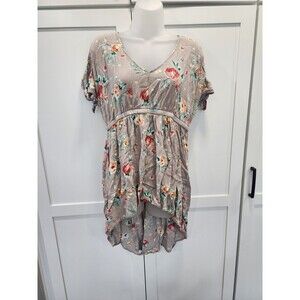 TORRID Floral COLD SHOULDER FLORAL TOP SIZE 00 Gray 100% Rayon